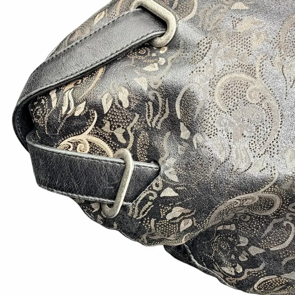 HOBO International Paisley Leather Hobo Shoulder Bag Y2K Boho